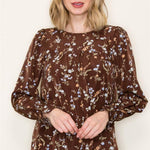 Brown Floral Top - The Nines
