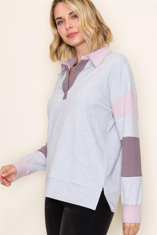 Soft Split Neck Colorblock Pullovers - 2 colors! - The Nines