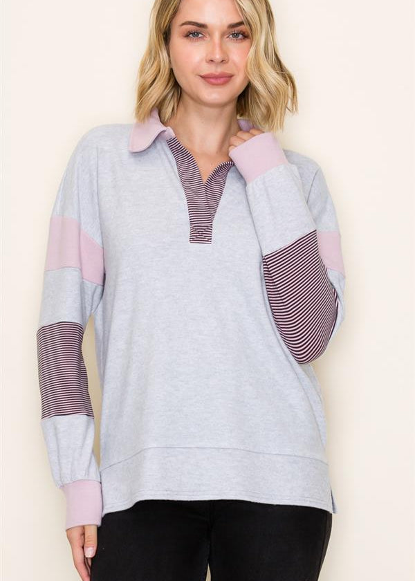 Soft Split Neck Colorblock Pullovers - 2 colors! - The Nines