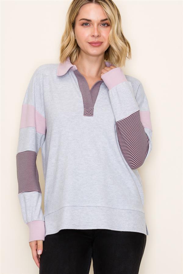 Soft Split Neck Colorblock Pullovers - 2 colors! - The Nines