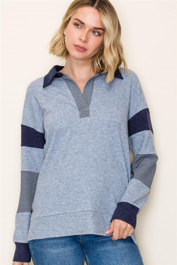 Soft Split Neck Colorblock Pullovers - 2 colors! - The Nines