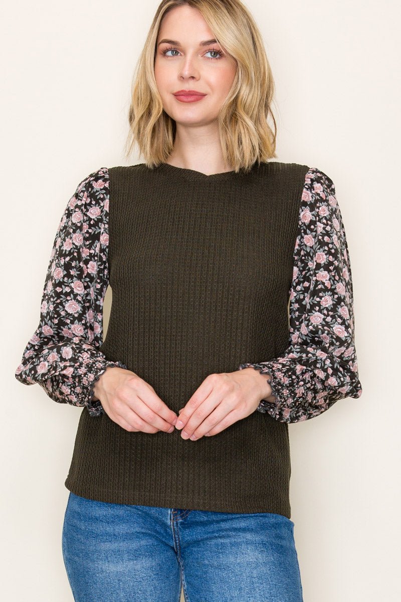 Floral Sleeve Tops - 2 Colors! - The Nines