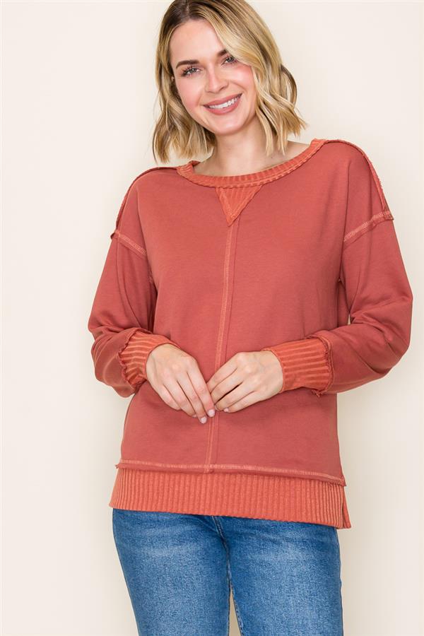 Ribbed Contrast Top - 3 colors! - The Nines