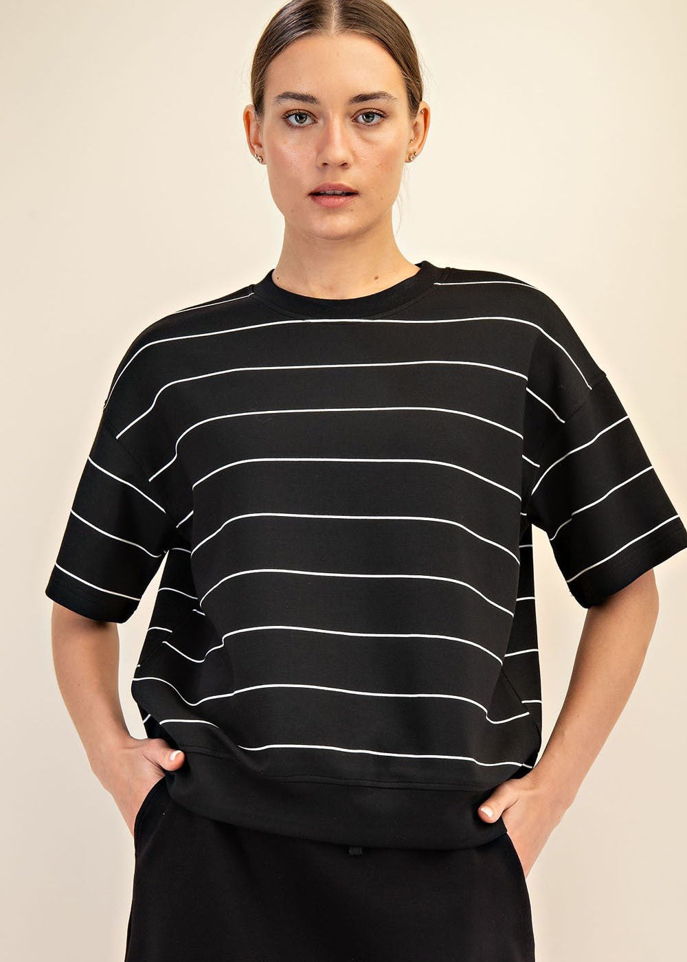 Scuba Striped Short Sleeve Top - 3 Colors! - The Nines