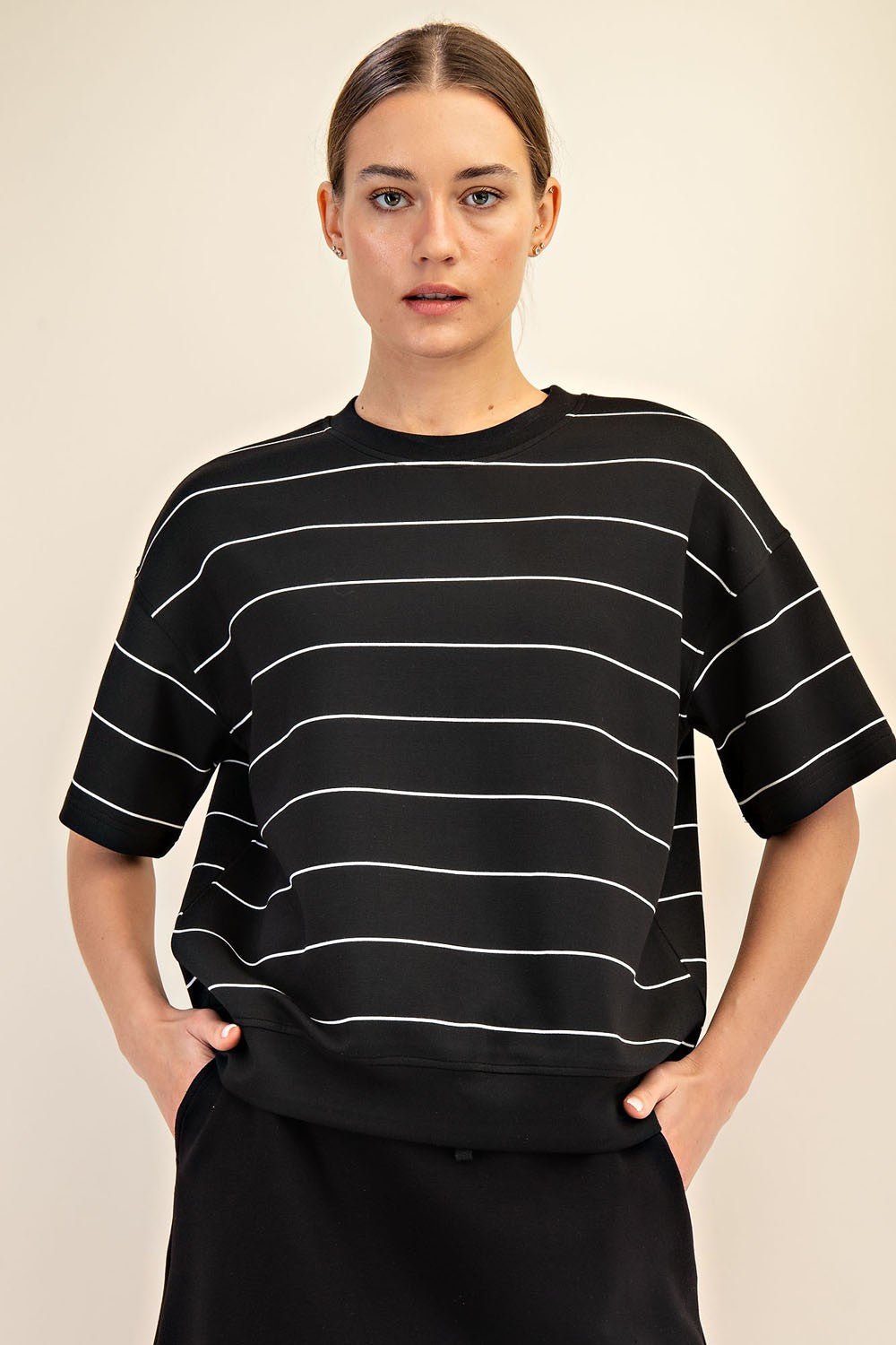 Scuba Striped Short Sleeve Top - 3 Colors! - The Nines
