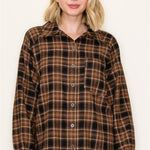 Brown, Black & Taupe Plaid Button Up - The Nines
