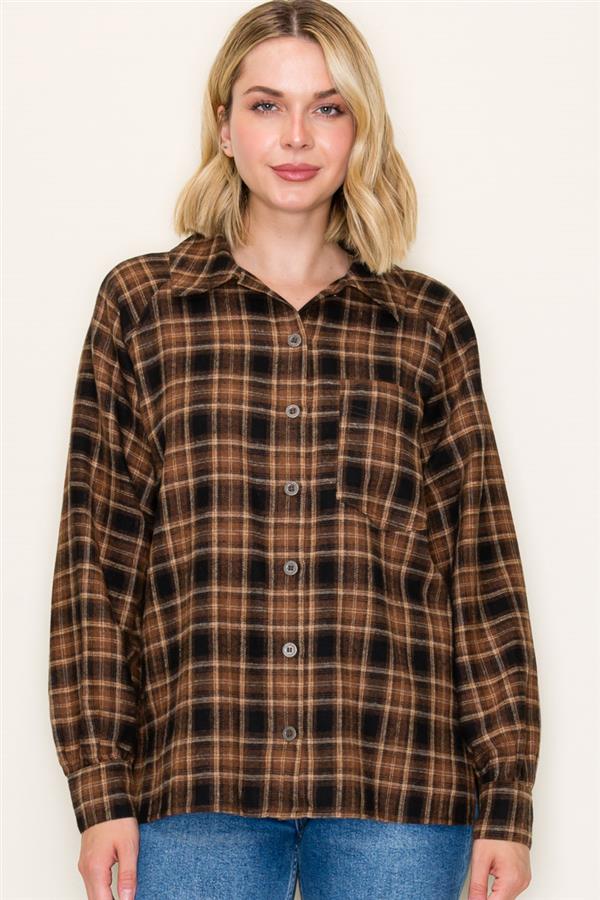 Brown, Black & Taupe Plaid Button Up - The Nines