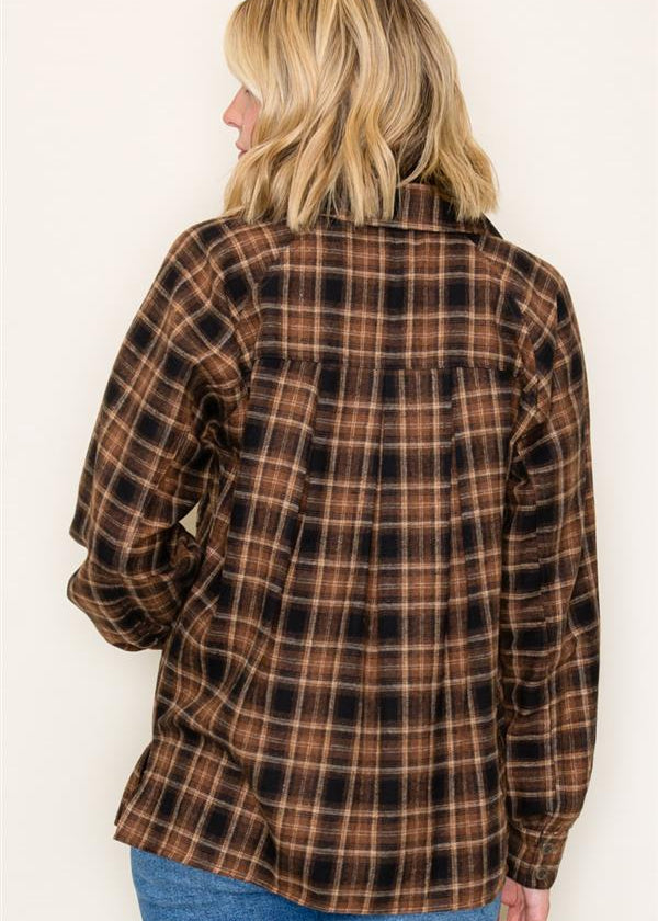 Brown, Black & Taupe Plaid Button Up - The Nines