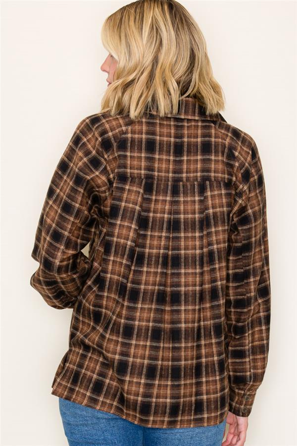 Brown, Black & Taupe Plaid Button Up - The Nines