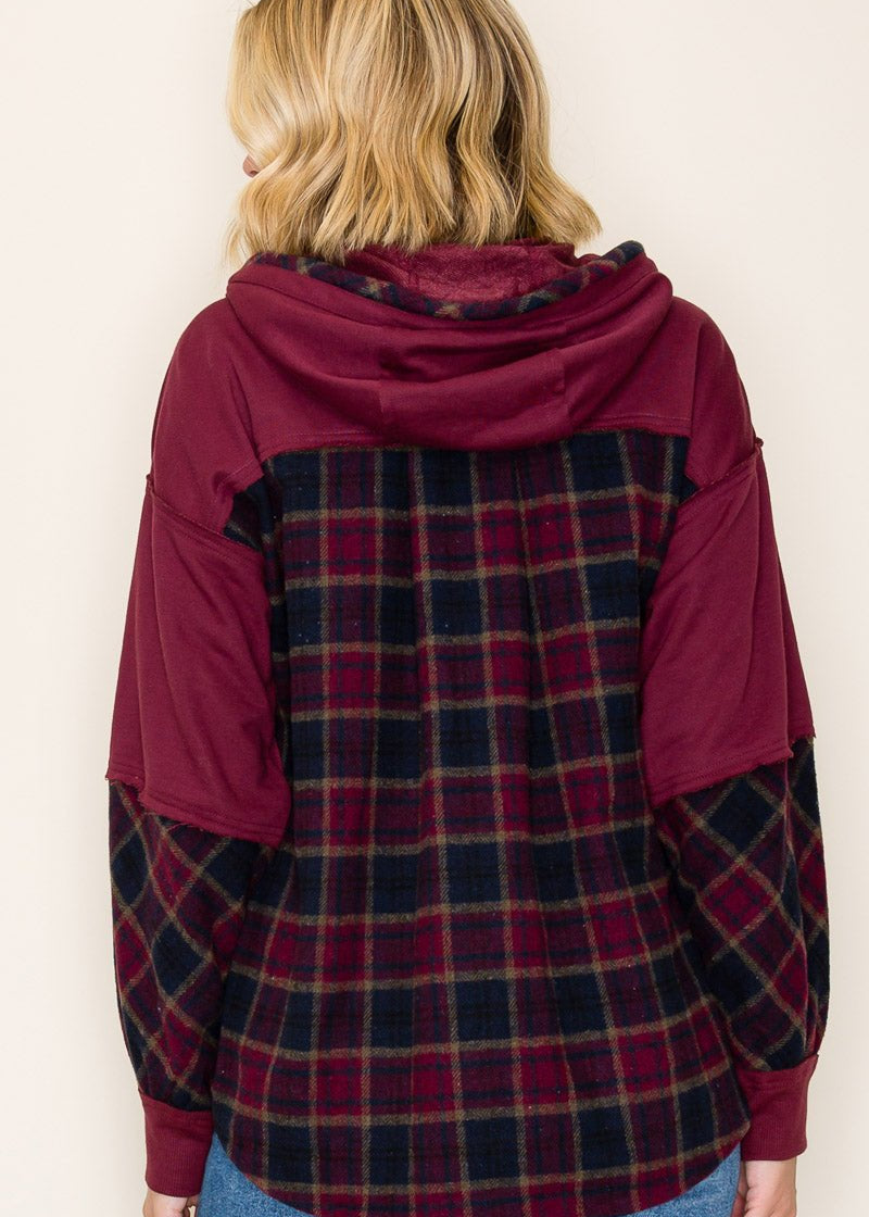 Allie Plaid Detail Hoodie Tops - The Nines