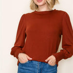 Autumn Love Rust Smocked Sleeve Top - The Nines
