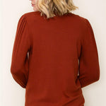 Autumn Love Rust Smocked Sleeve Top - The Nines