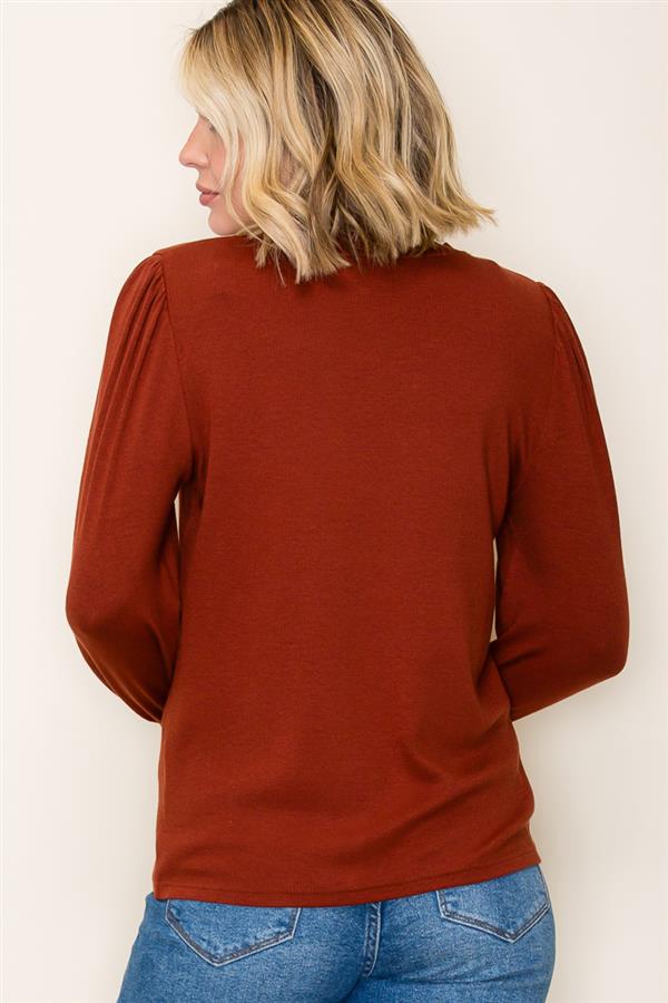 Autumn Love Rust Smocked Sleeve Top - The Nines