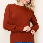 Autumn Love Rust Smocked Sleeve Top - The Nines