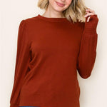 Autumn Love Rust Smocked Sleeve Top - The Nines