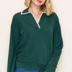 Hunter Green Stitched Collar Top - The Nines