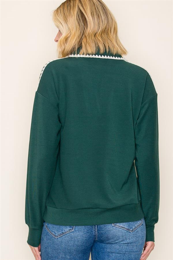 Hunter Green Stitched Collar Top - The Nines