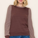Striped Sleeve Top - 2 Colors! - The Nines