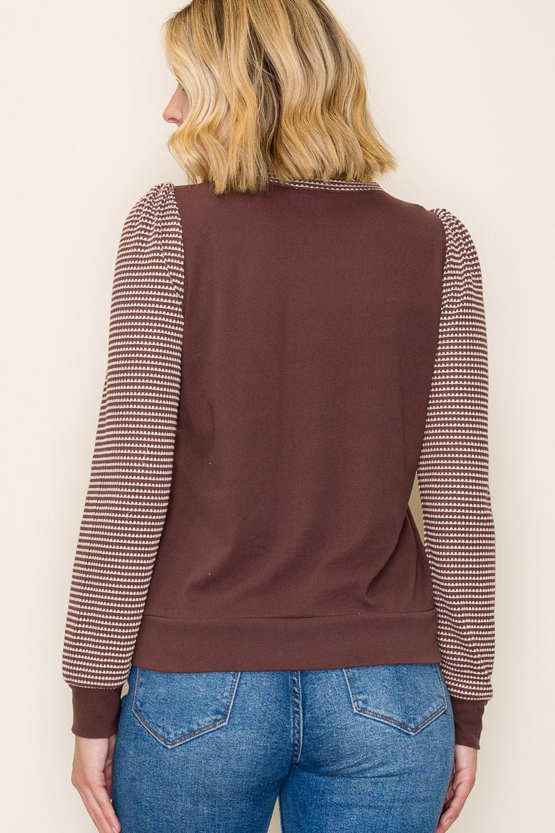 Striped Sleeve Top - 2 Colors! - The Nines