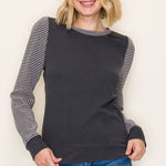 Striped Sleeve Top - 2 Colors! - The Nines