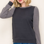 Striped Sleeve Top - 2 Colors! - The Nines