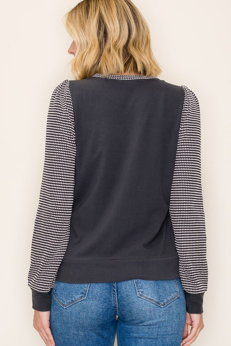Striped Sleeve Top - 2 Colors! - The Nines