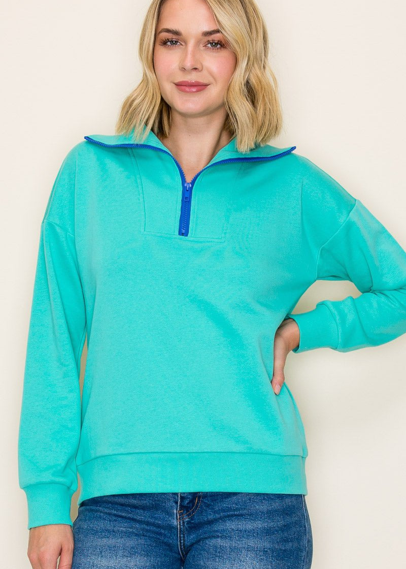 Emily Colored Zip Sweatshirt - 2 Colors! - The Nines