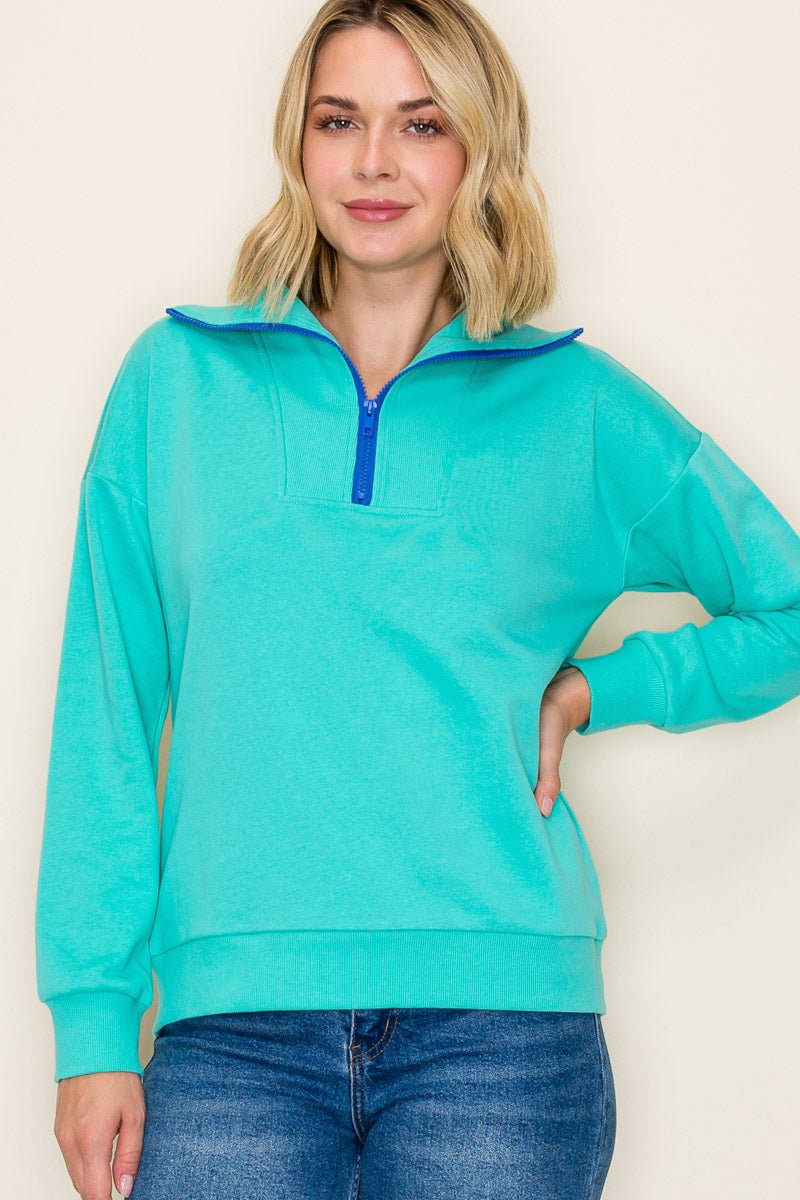 Emily Colored Zip Sweatshirt - 2 Colors! - The Nines