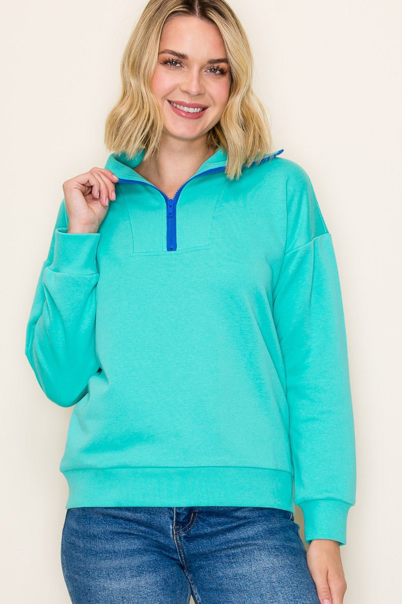 Emily Colored Zip Sweatshirt - 2 Colors! - The Nines