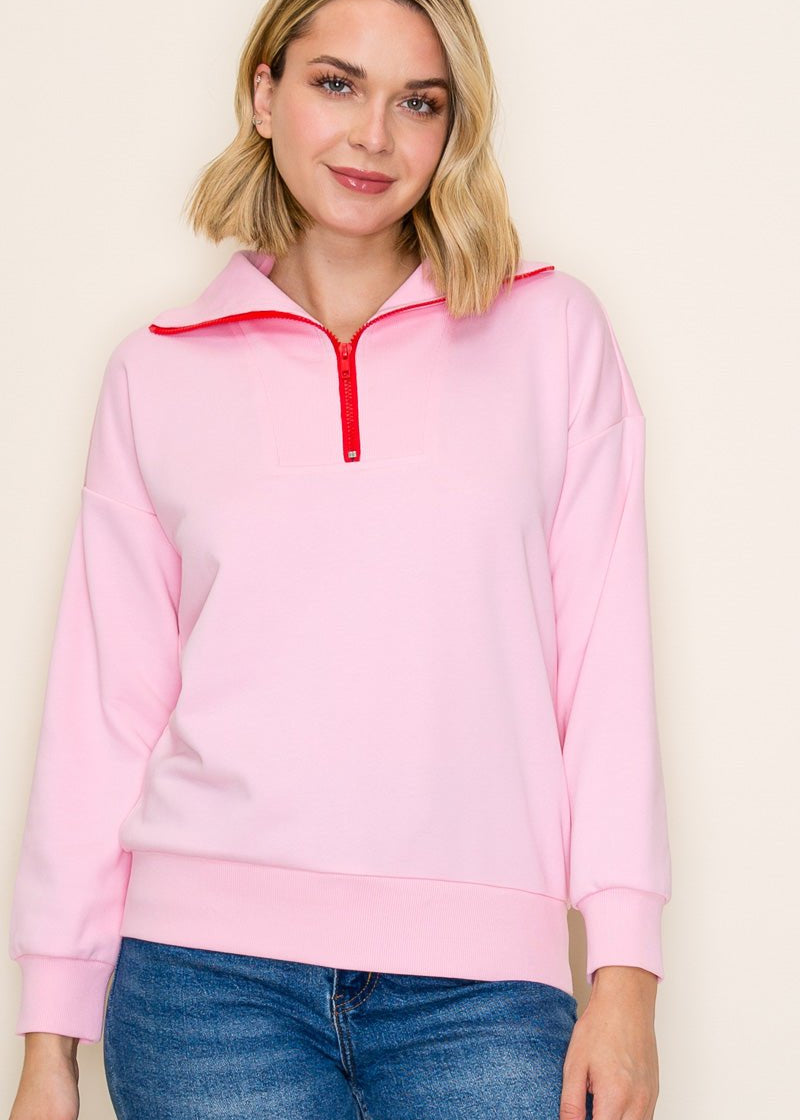 Emily Colored Zip Sweatshirt - 2 Colors! - The Nines