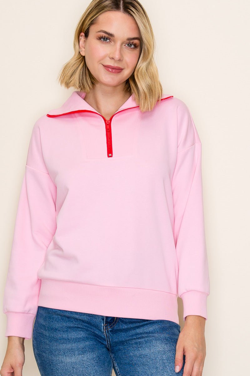 Emily Colored Zip Sweatshirt - 2 Colors! - The Nines