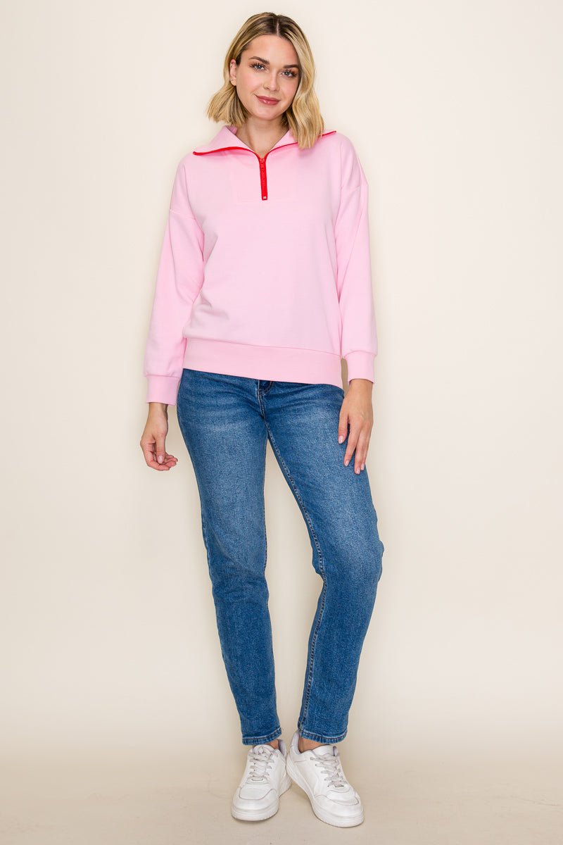 Emily Colored Zip Sweatshirt - 2 Colors! - The Nines