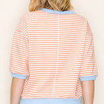 Contrast Half Sleeve Striped Sweatshirt Tops - 2 Colors ! - The Nines