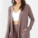 Mocha Butter Fleece Hooded Pocket Cardigan - The Nines