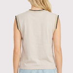Beige & Black Stitched Top - The Nines