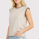 Beige & Black Stitched Top - The Nines