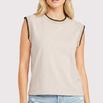 Beige & Black Stitched Top - The Nines
