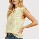 Alaina Yellow Ruffle Tank - The Nines