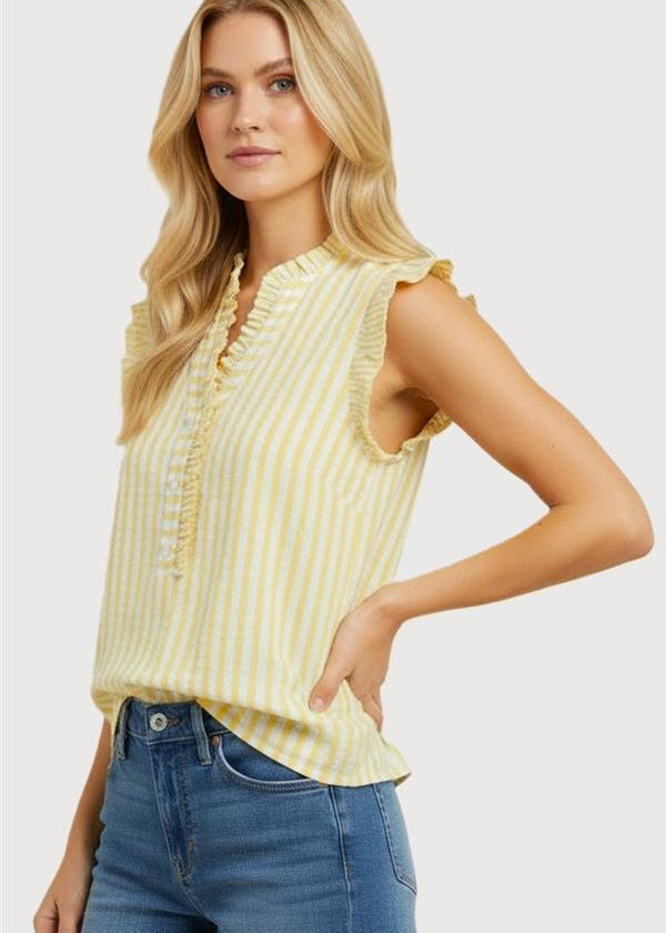 Alaina Yellow Ruffle Tank - The Nines