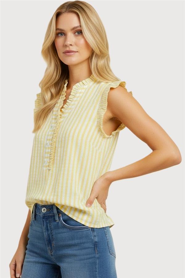 Alaina Yellow Ruffle Tank - The Nines