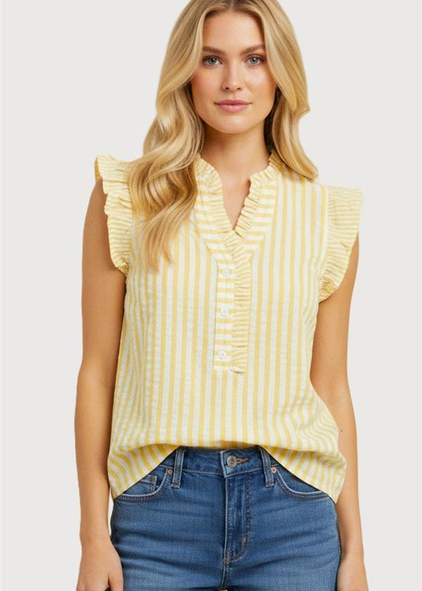 Alaina Yellow Ruffle Tank - The Nines