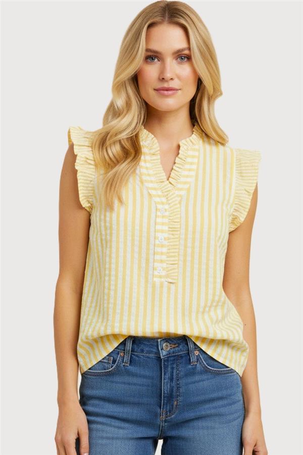 Alaina Yellow Ruffle Tank - The Nines