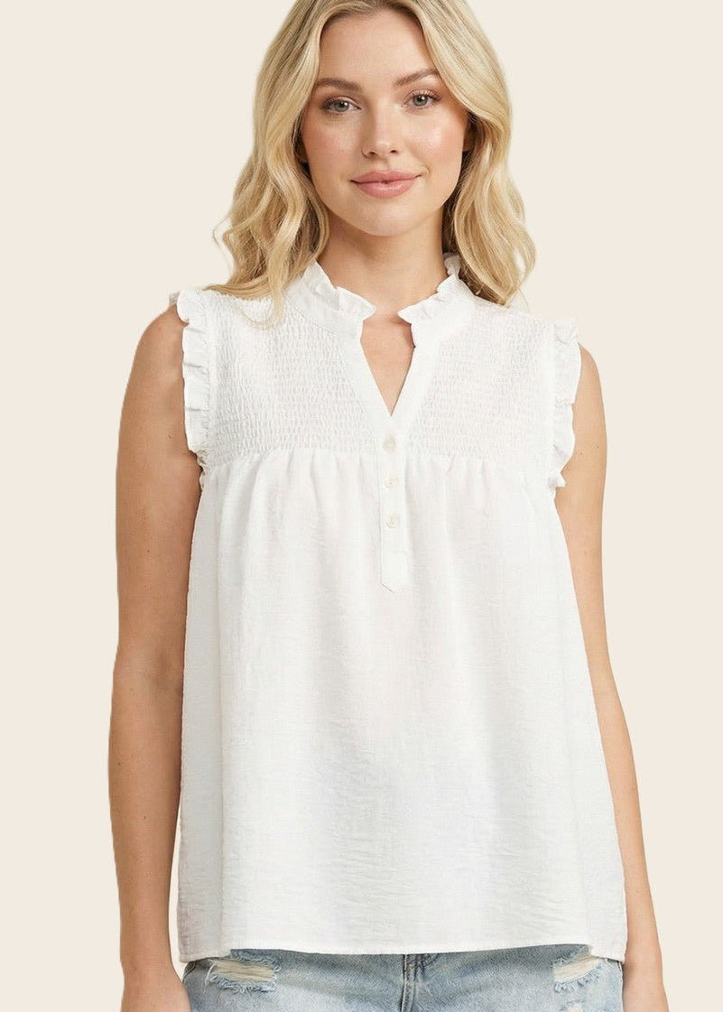 Smocked Eden Button Tank - 2 Colors! - The Nines