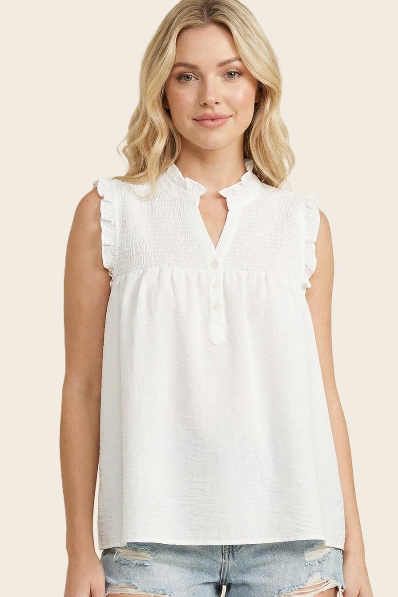 Smocked Eden Button Tank - 2 Colors! - The Nines