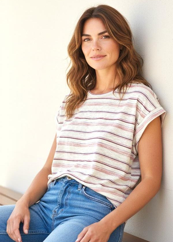 Rachel Relaxed Fit Heathered Tee - 2 Colors! - The Nines