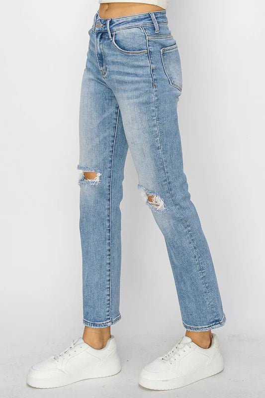 Risen Ankle Slim Straight Jeans - FINAL SALE! - The Nines