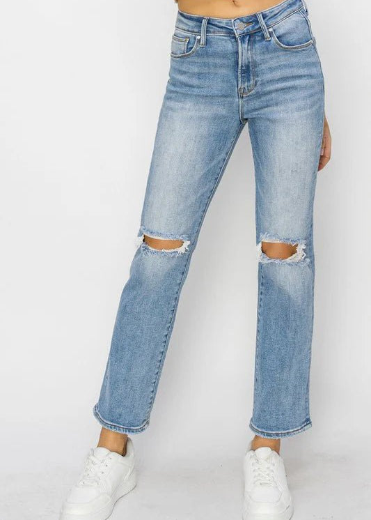 Risen Ankle Slim Straight Jeans - FINAL SALE! - The Nines