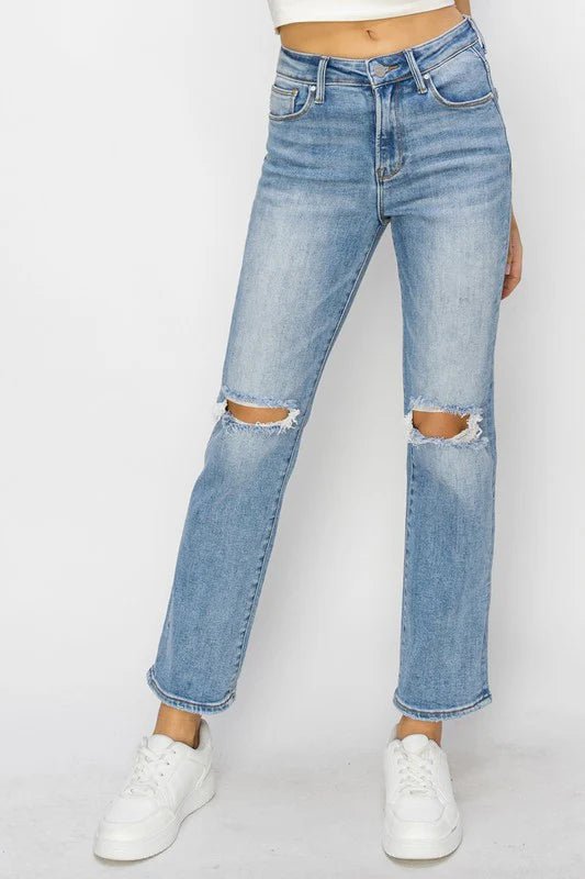 Risen Ankle Slim Straight Jeans - FINAL SALE! - The Nines