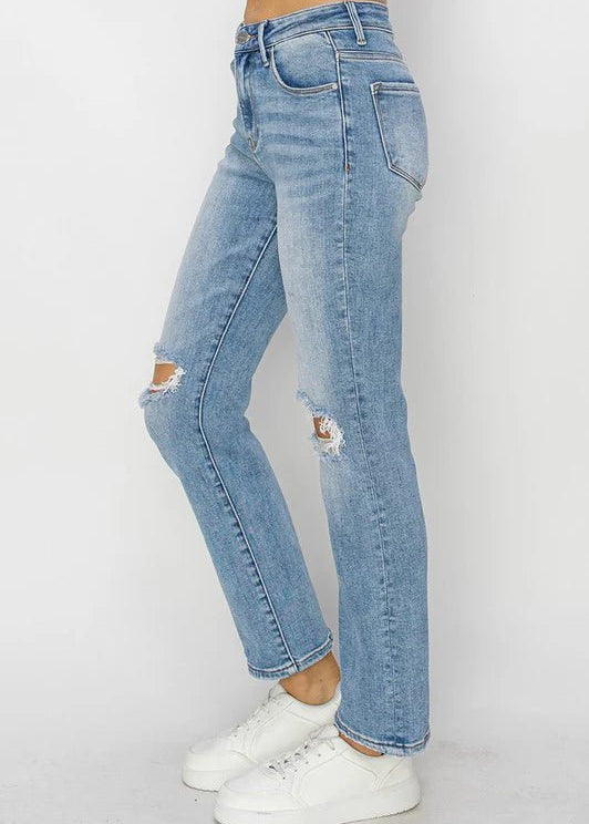 Risen Ankle Slim Straight Jeans - FINAL SALE! - The Nines