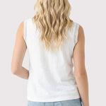 White Lace Trim V - neck Top - The Nines